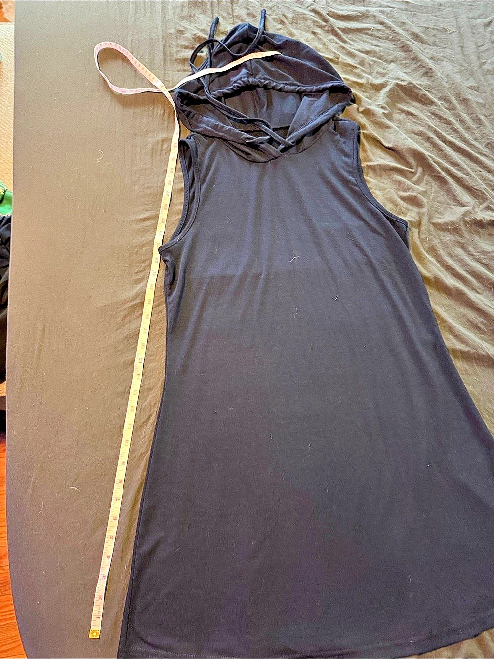 Sleeveless Dress Black Hooded Maxi